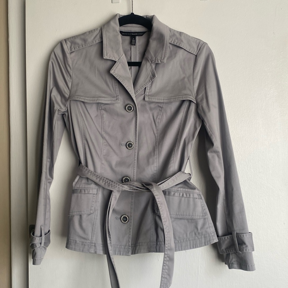 Gray bling sparkle sequin chrome WHBM jacket White House black market